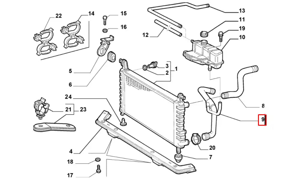 Palio Motor Radyatörü Alt Hortumu Şema