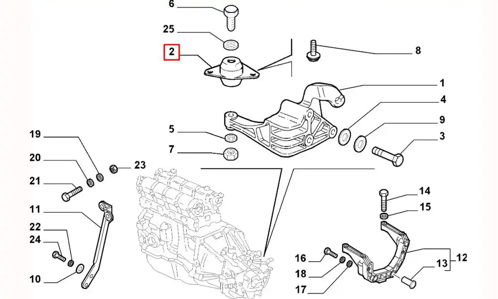 Albea Motor Arka Bağlantı Takozu Şema