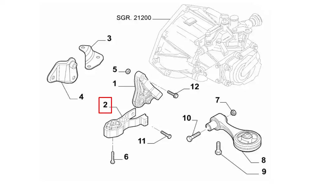 Grande Punto Motor Arka Bağlantı Takozu Şema