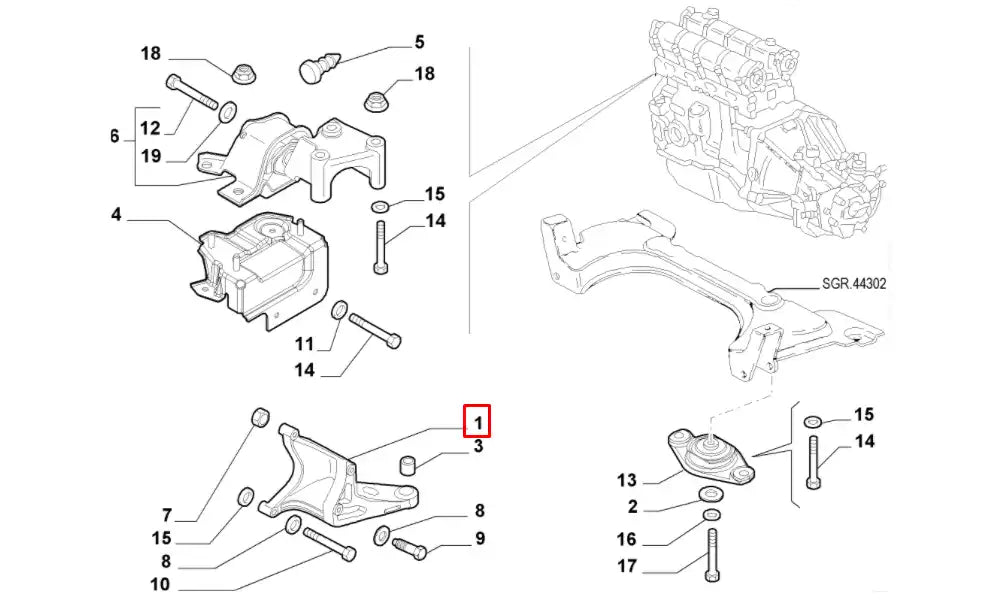 Albea Motor Arka Takozu Bağlantı Ayağı Şema