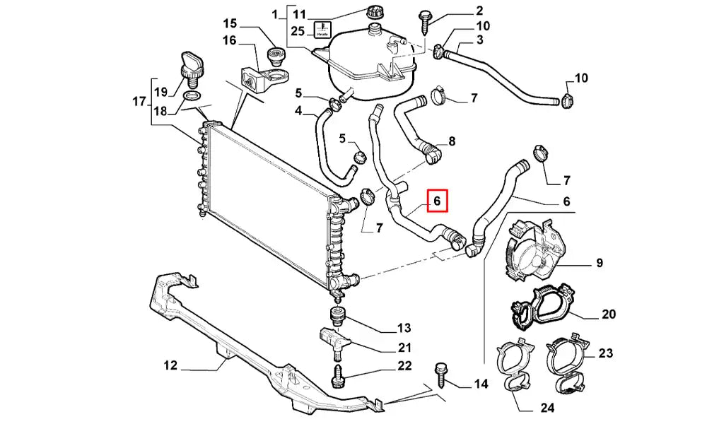 Doblo Motor Radyatörü Alt Hortumu Şema