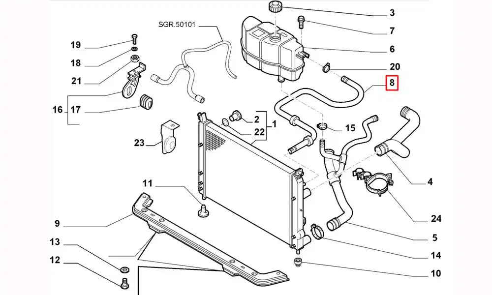 Palio Radyatör Genleşme Depo Hortumu Şema