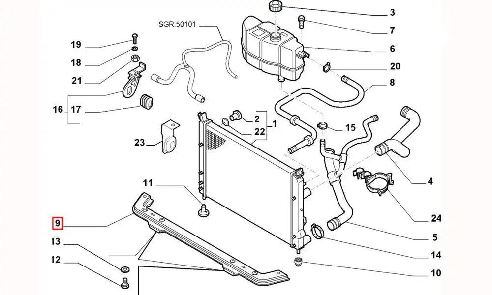 Palio Radyatör Alt Paneli Şema