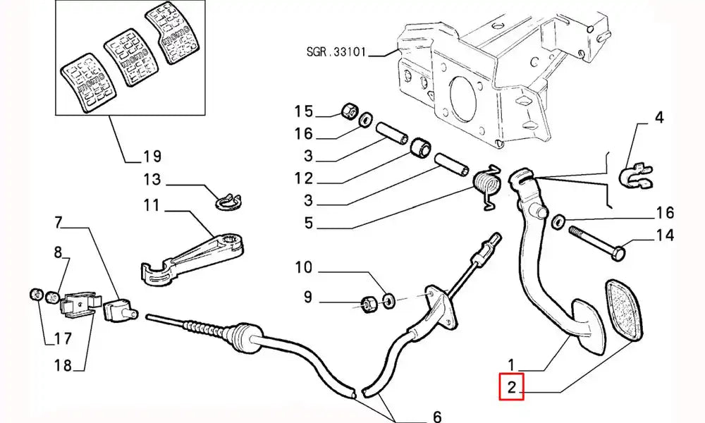 Grande Punto Fren, Debriyaj Pedal Lastiği Şema