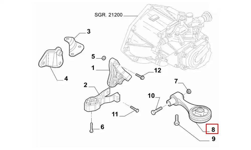 Grande Punto Motor Arka Bağlantı Takozu Şema