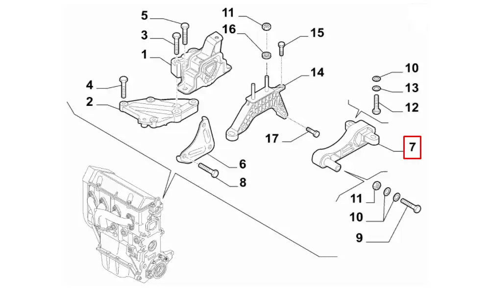 Fiorino Motor Arka Bağlantı Takozu Şema