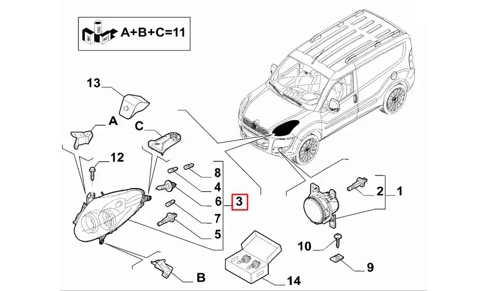Doblo Ön Far Komple Şema