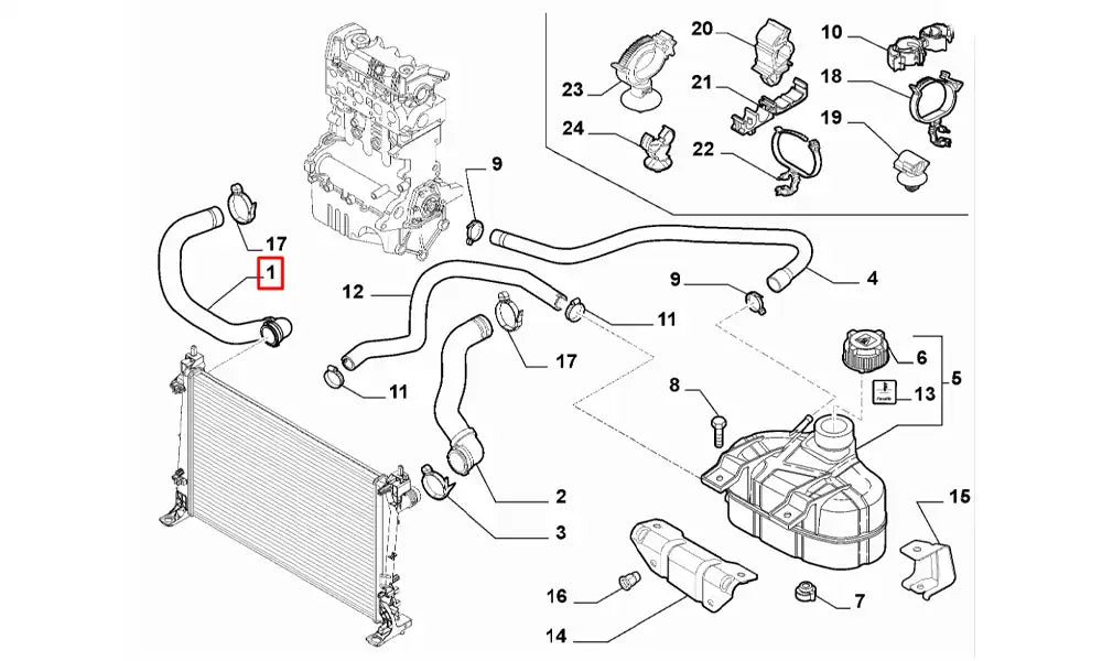 Pratico Motor Radyatörü Üst Hortumu Şema