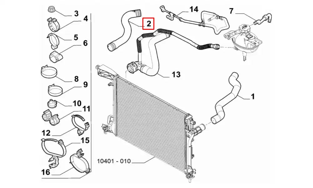 Egea Motor Radyatörü Alt Hortumu Şema
