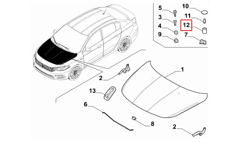 Egea Motor Kaputu Destek Takozu Şema