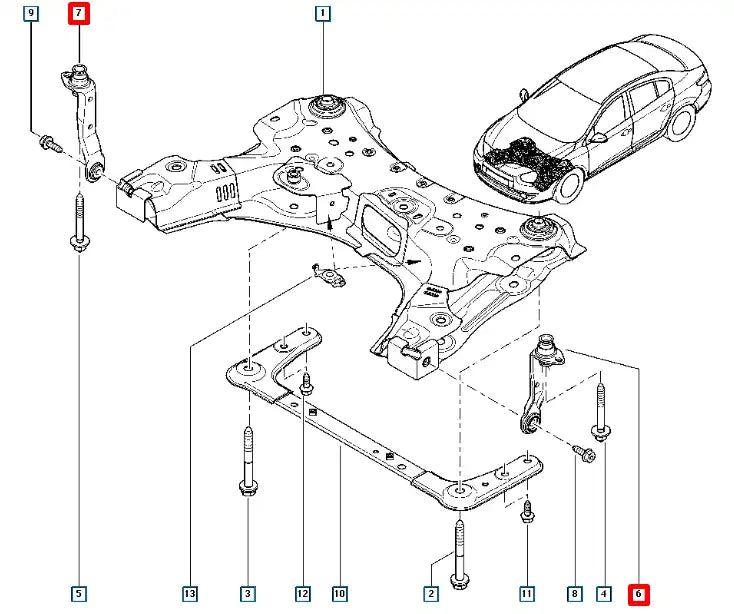 Megane Motor Beşiği Bağlantı Kolu Şema
