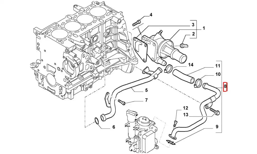 Albea Motor Blok Su Giriş Borusu Şema