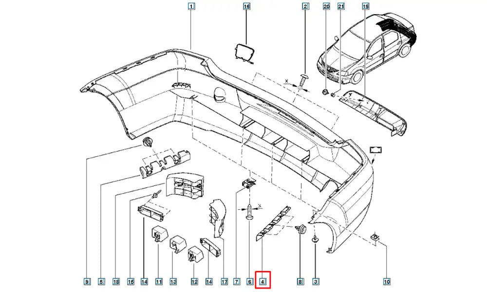 Logan Tampon Bağlantı Ayağı Şema