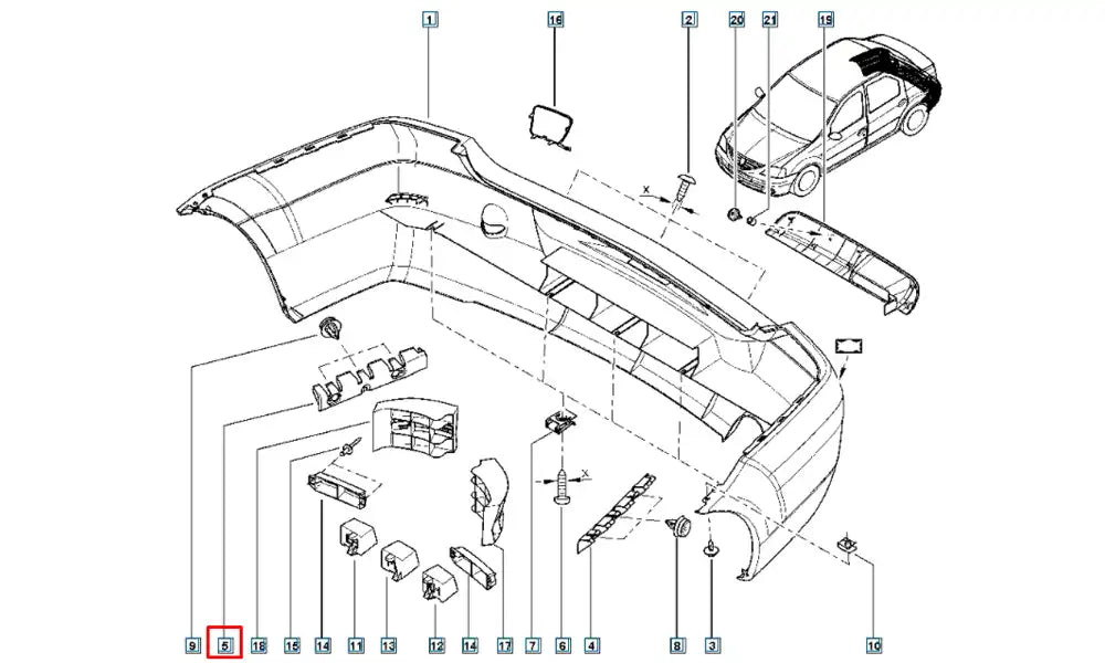 Logan Tampon Bağlantı Ayağı Şema