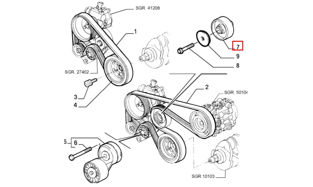 Marea Alternatör Kayışı Gergi Bilyası Şema