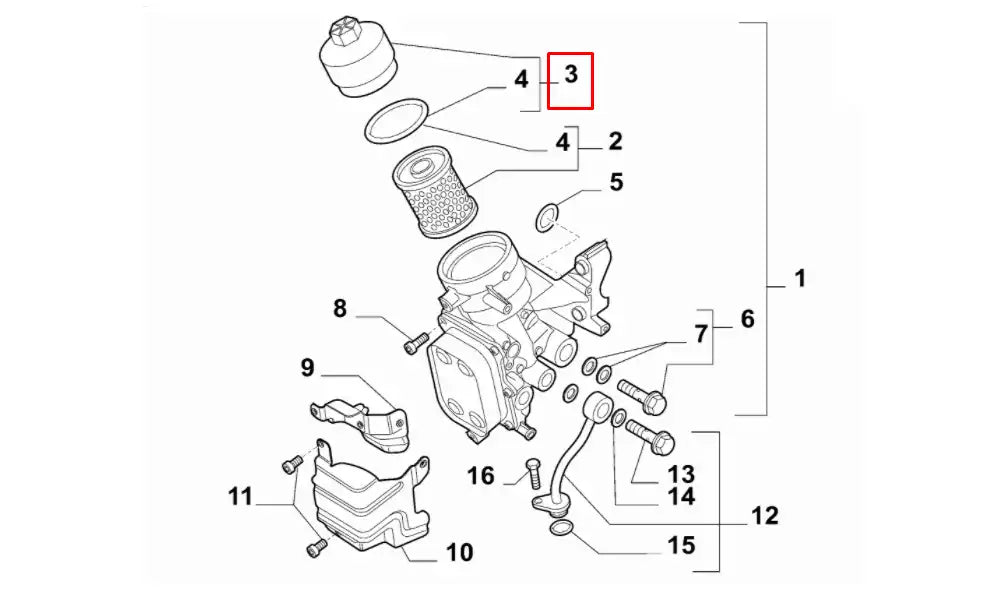 Palio Yağ Filtre Kabı Şema
