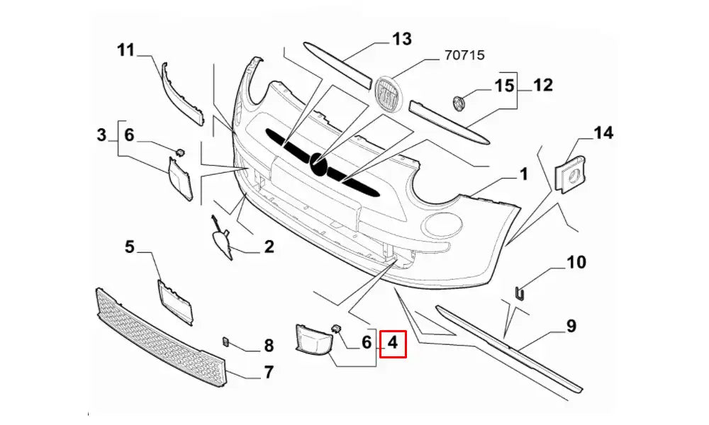 500 Sis Farı Kapak Plastiği Şema