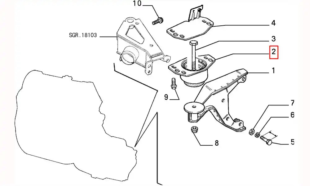 Tipo Motor Arka Bağlantı Takozu Şema