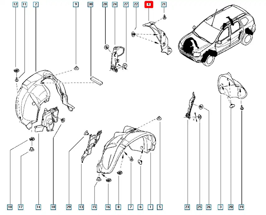 Duster Çamurluk Davlumbazı Şema