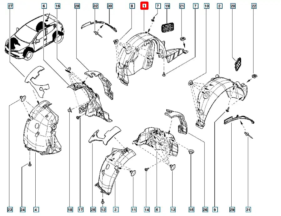 Clio Çamurluk Davlumbazı Şema