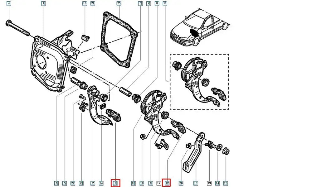 Kangoo Fren, Debriyaj Pedal Lastiği Şema