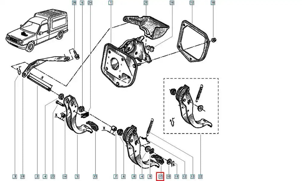 19 Fren, Debriyaj Pedal Lastiği Şema