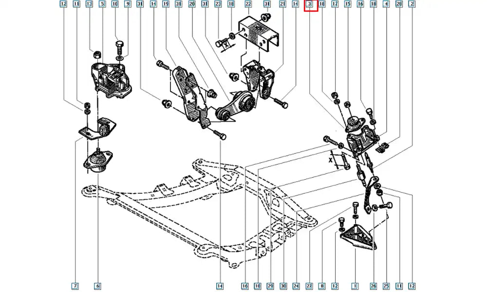 Clio Motor Arka Bağlantı Takozu Şema
