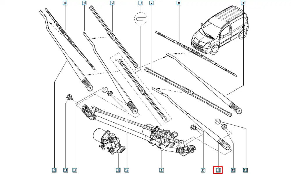 Kangoo Cam Silecek Kolu Şema