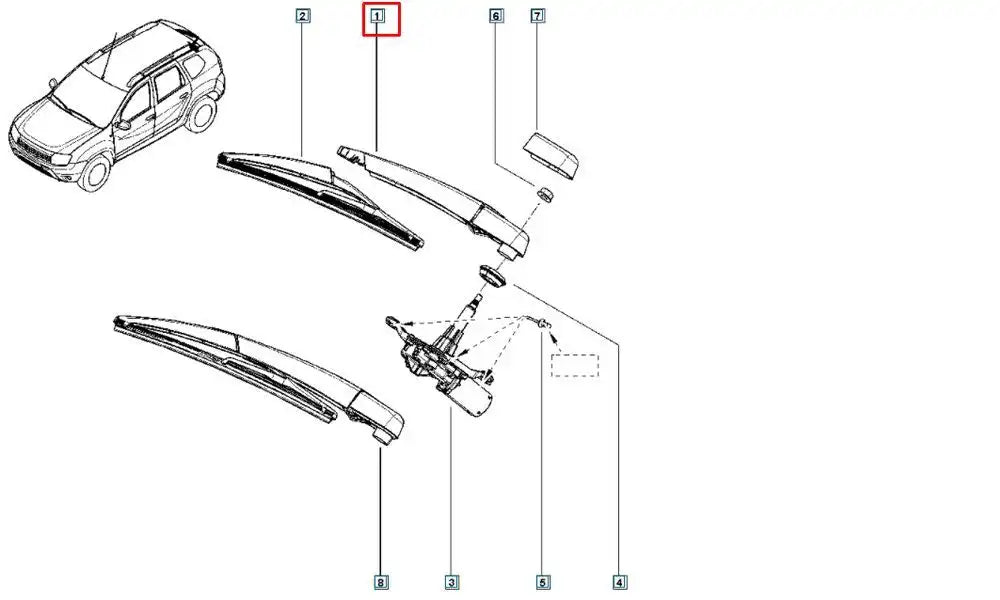 Duster Cam Silecek Kolu Şema