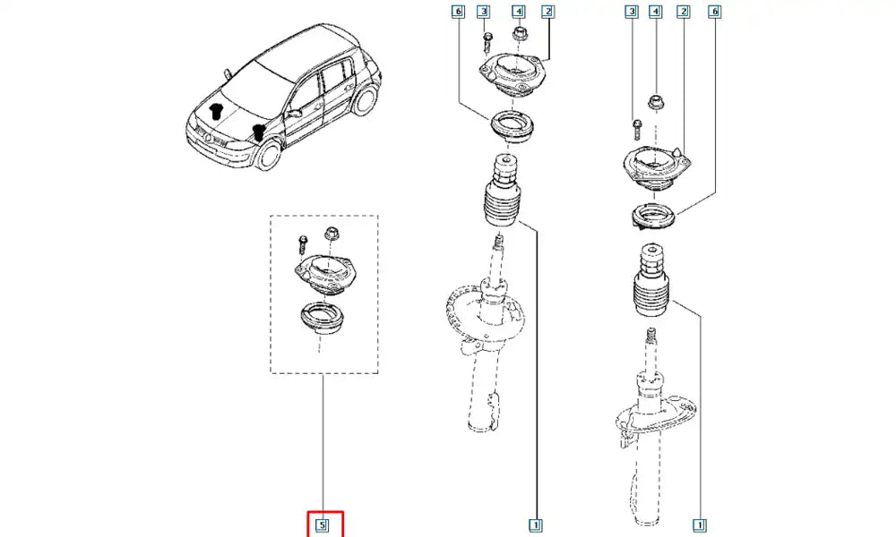 Megane Amortisör Takozu + Bilyası Takım Şema
