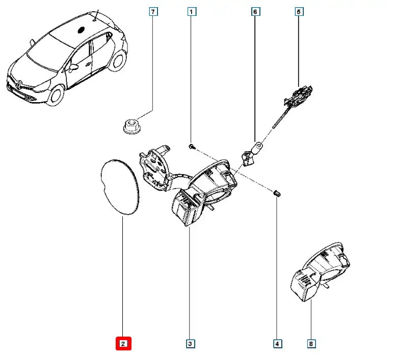 Clio Yakıt Depo Dış Kapağı Şema