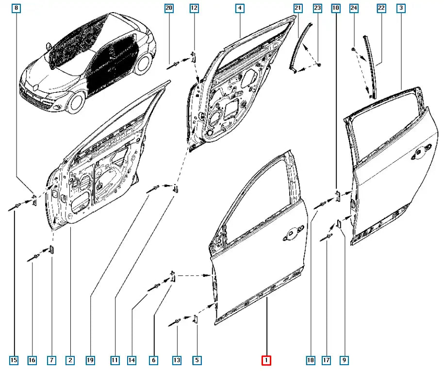 Megane Kapı Komple Şema