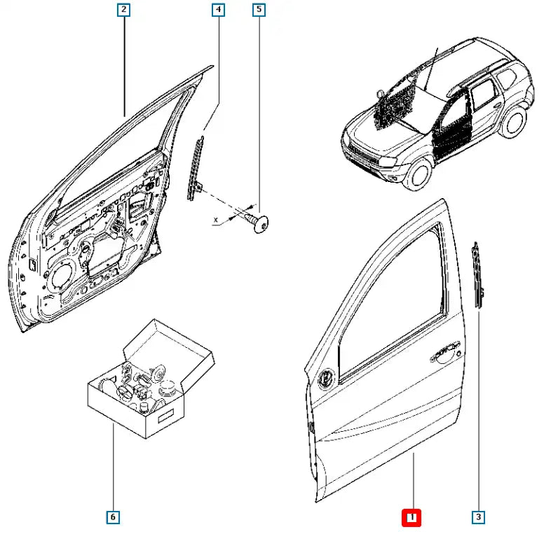 Sandero Kapı Komple Şema