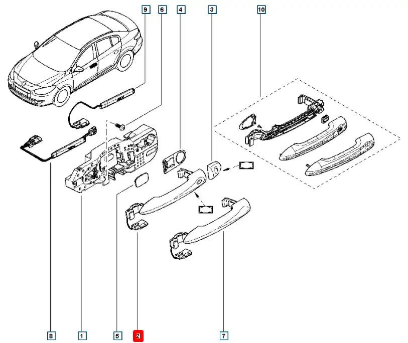 Fluence Kapı Dış Açma Kolu Şema