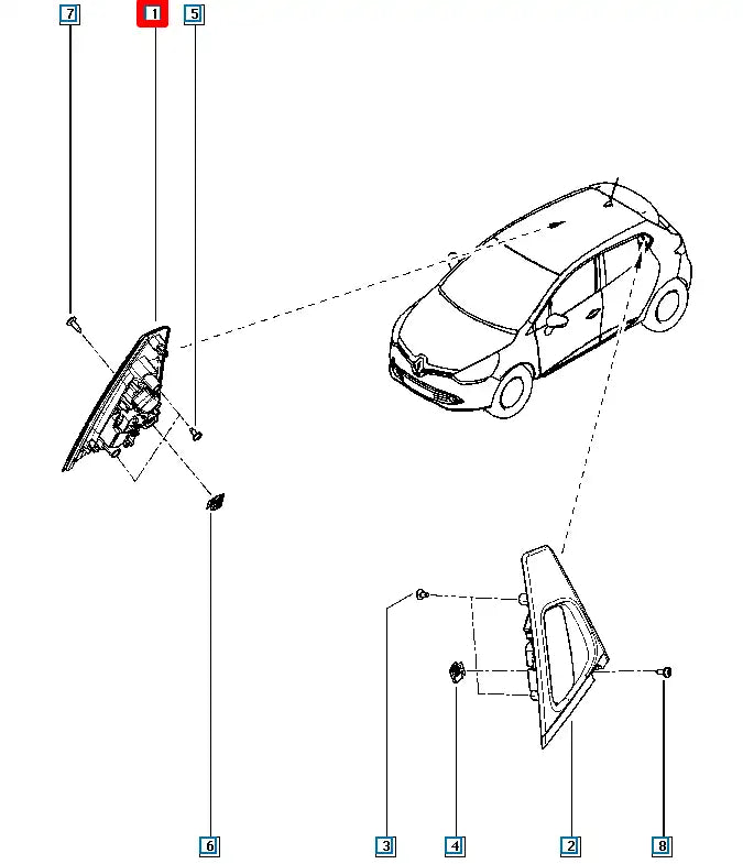 Clio Kapı Dış Açma Kolu Şema
