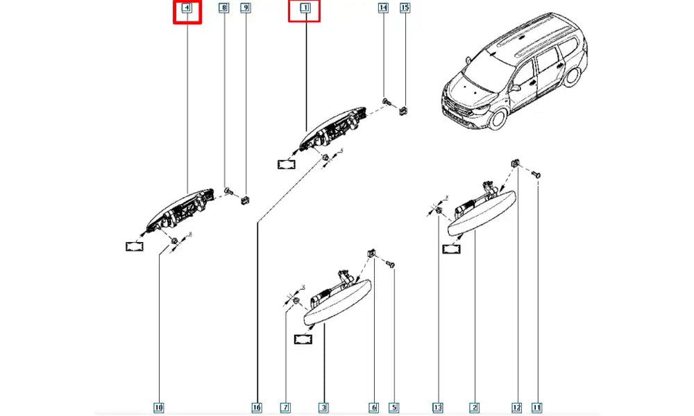 Dokker Kapı Dış Açma Kolu Şema