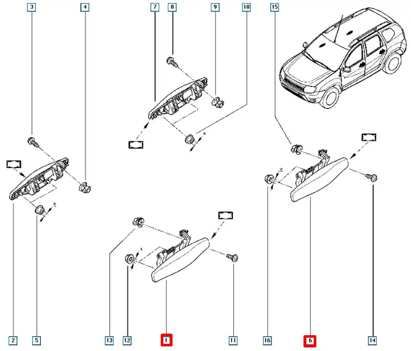 Duster Kapı Dış Açma Kolu Şema