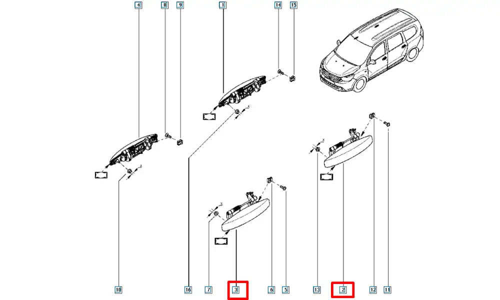 Lodgy Kapı Dış Açma Kolu Şema