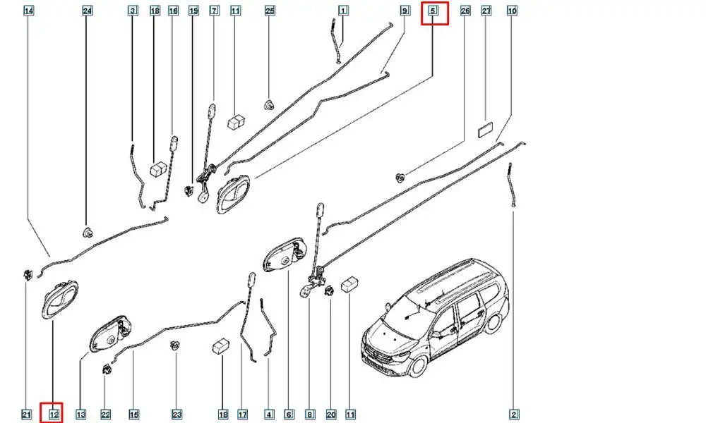 Sandero Kapı İç Açma Kolu Şema