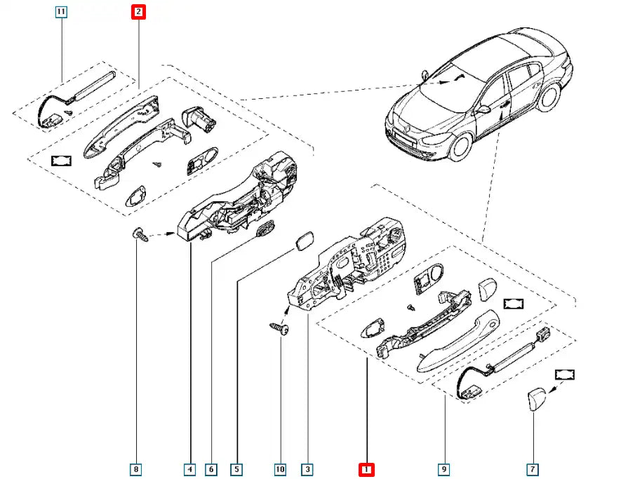 Fluence Kapı Dış Açma Kolu Şema