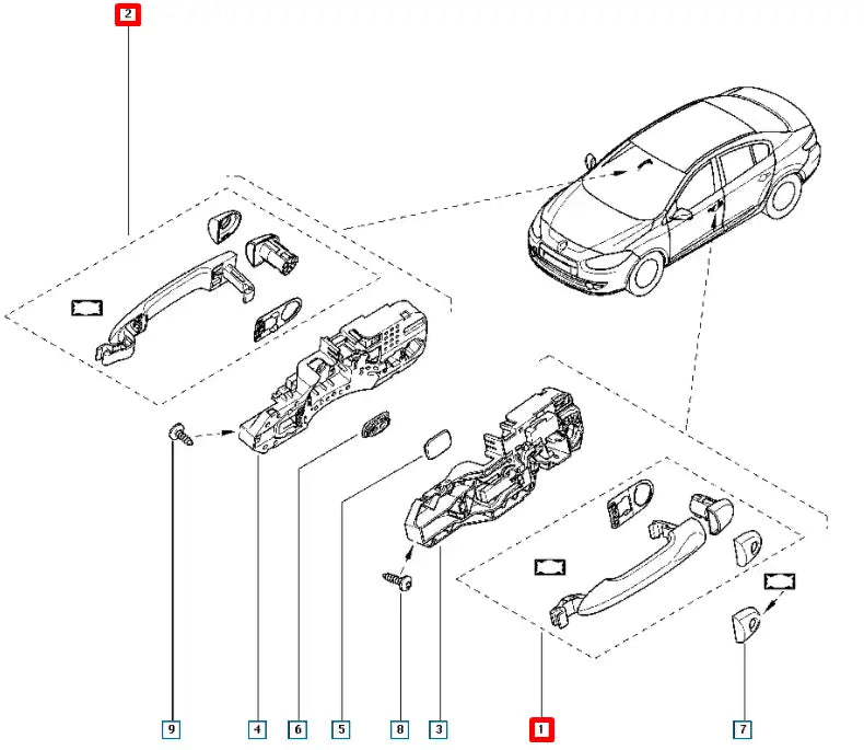 Megane Kapı Dış Açma Kolu Şema