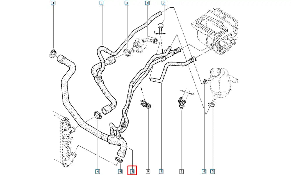 Clio Motor Radyatörü Alt Hortumu Şema