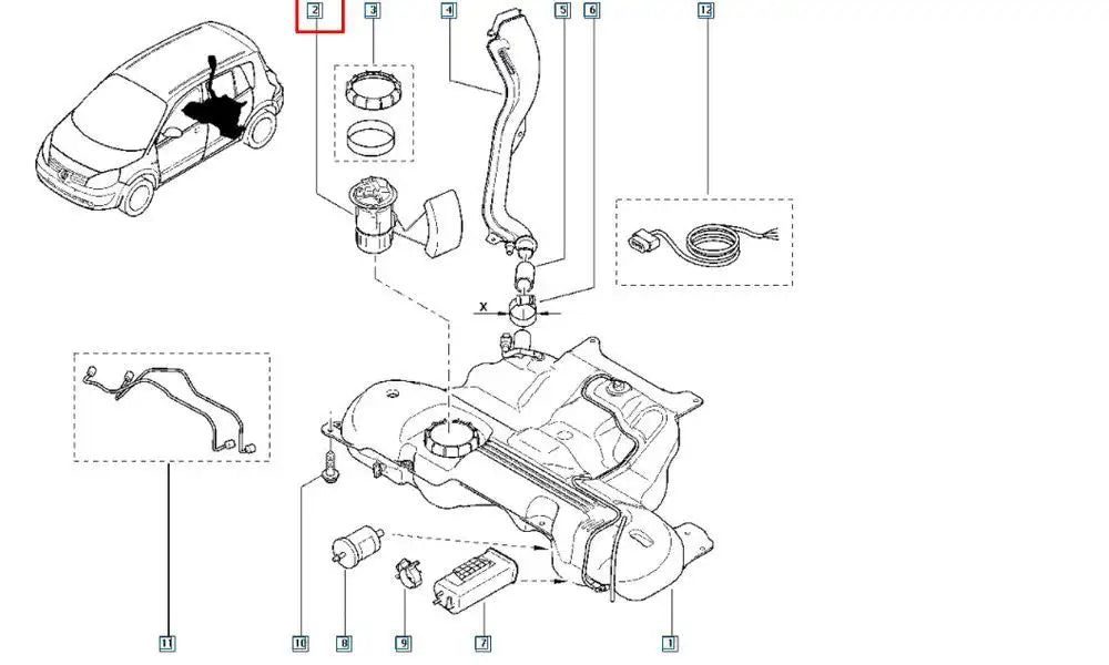 Megane Yakıt Depo Şamandırası Şema