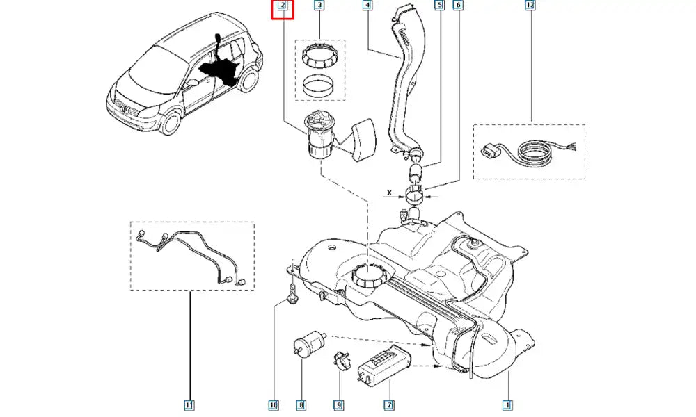 Clio Yakıt Depo Şamandırası Şema