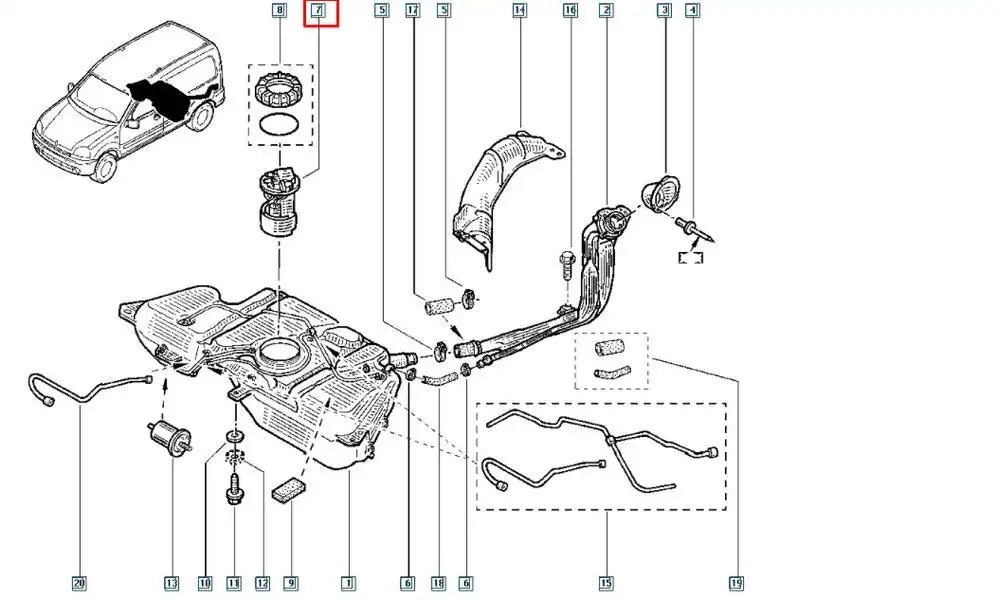 Kangoo Yakıt Depo Şamandırası Şema