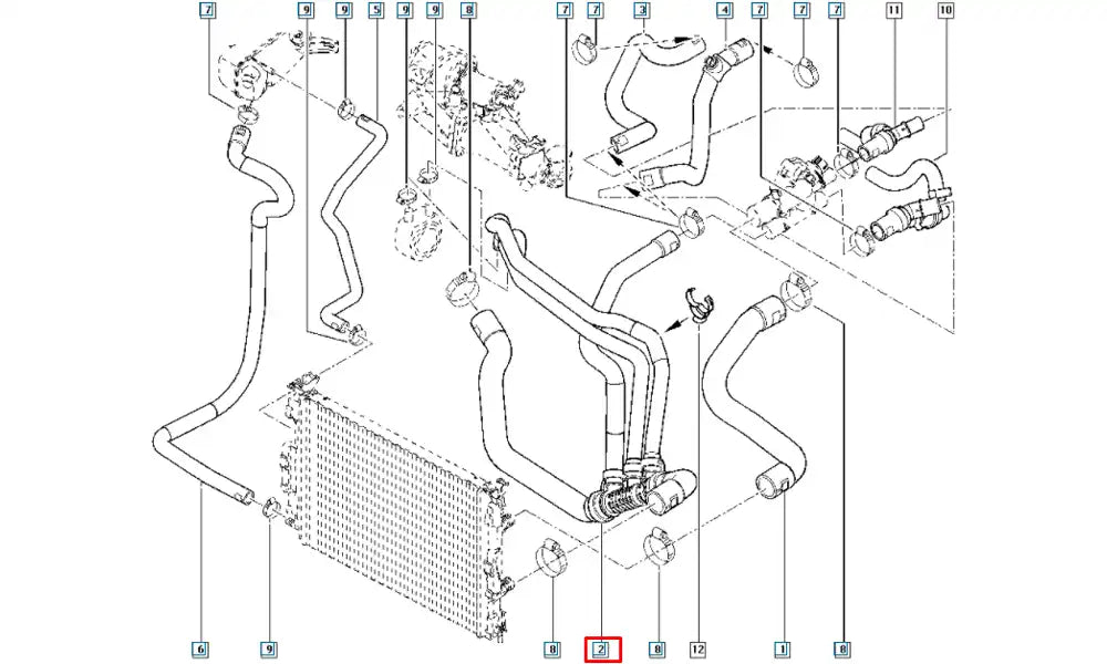 Megane Motor Radyatörü Alt Hortumu Şema