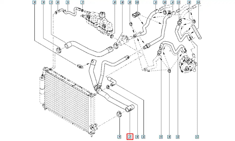 Clio Motor Radyatörü Alt Hortumu Şema
