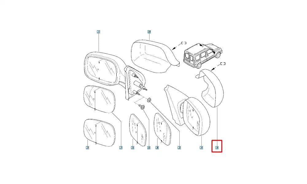 Kangoo Yan Ayna Kapağı Şema