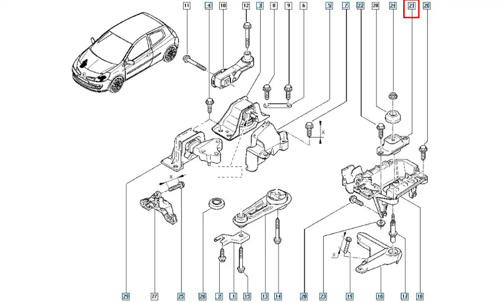 Modüs Motor Arka Bağlantı Takozu Şema