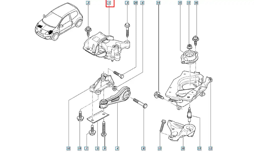 Twingo Motor Ön Bağlantı Takozu Şema
